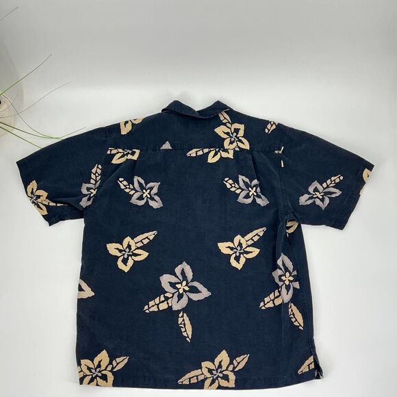 Vintage Tommy Bahama Silk Hawaiian Style Aloha Shirt Blue/Plumeria Mens Large - Picture 3 of 5